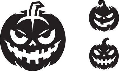 set of halloween pumpkins silhouette 