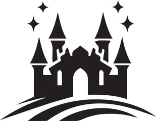 castle in the night vector icon  silhouette 