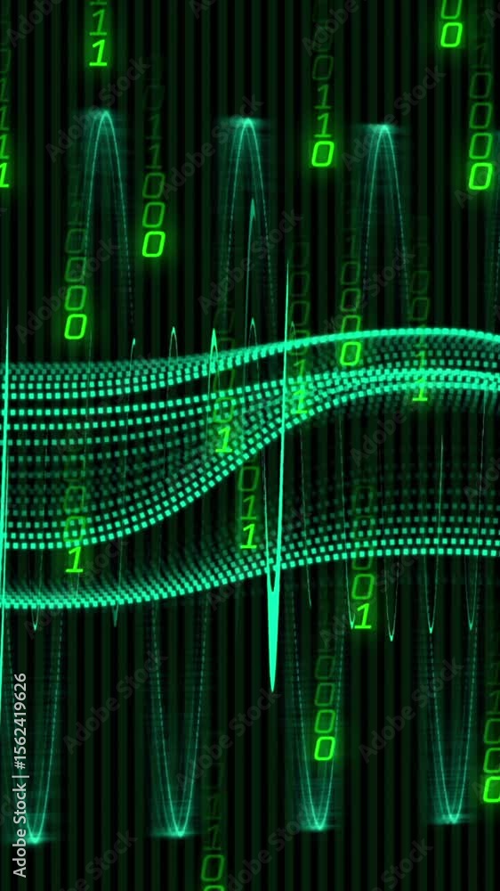 Poster animation of data processing on black background
