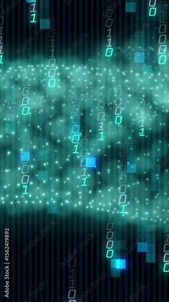 Poster animation of data processing on black background