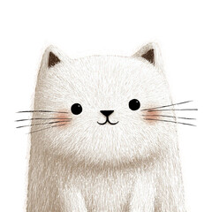 Cute fluffy cat portrait isolated on transparent background