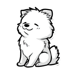 Cute fluffy puppy sitting and winking isolated on transparent background