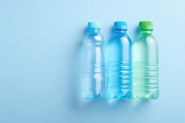 close-up of empty plastic bottles collected and flattened for recycling