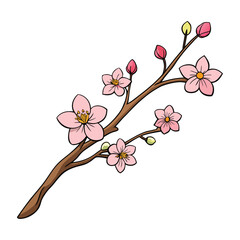 Pink cherry tree branches bloom in spring, showcasing beautiful sakura flowers