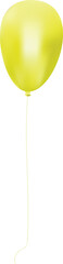 Yellow Balloon on String Isolated on White Background

