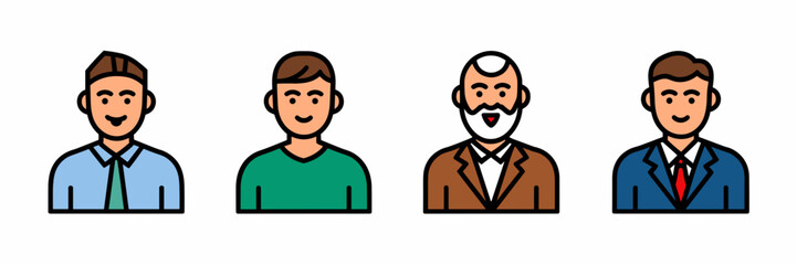 Fototapeta premium Icons of dad, stepdad, grandfather, and father-in-law – Suitable for Father’s Day posters, character sets, or digital stickers