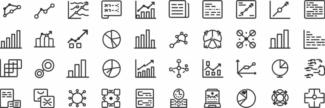 Graph icons including pie charts and bar graphs &ndash; Ideal for data analysis visuals, business reports, or educational materials