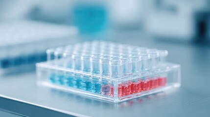 high-angle drone-style lab bench shot with bioprinted organ samples carefully arranged