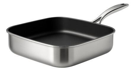 A rectangular saute pan with a wide base for searing meats in a spacious kitchen