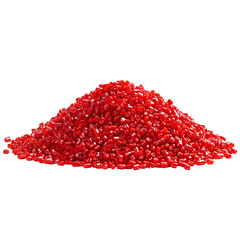 Vibrant Red Pellets: An eye-level shot showcases a vivid heap of vibrant red pellets, exuding a sense of manufactured material.
