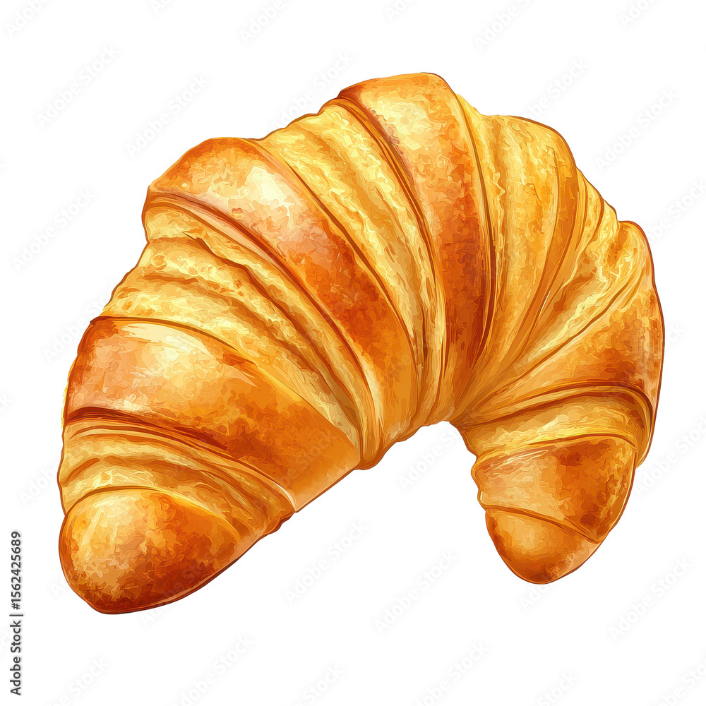 Poster croissant with flaky layers on a transparent background for culinary presentation, croissant isolate