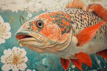 Close up view of a grouper fish gracefully floating underwater in a vibrant habitat, close up of grouper fish resting and floating underwater