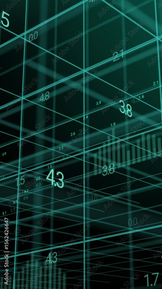 Poster animation of graphs and data processing over 3d grid