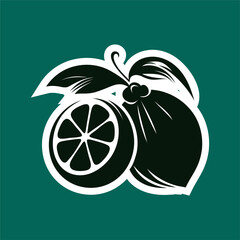 Citrus Fruit Icon with Leaf

