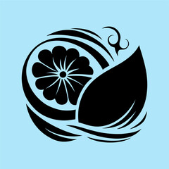 Abstract Citrus and Leaf Emblem
