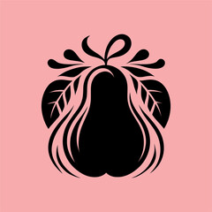 Artistic Pear and Leaves Silhouette
