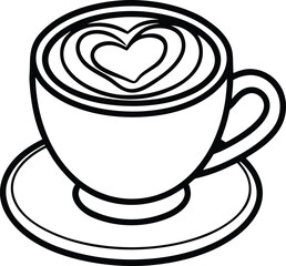 Delicious cup of coffee with a romantic heart shape latte art in the foam isolated on white background isolated on transparent background