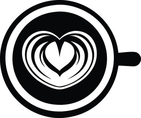 Delicious cup of coffee with a heart shaped latte art design in the foam isolated on white background isolated on transparent background