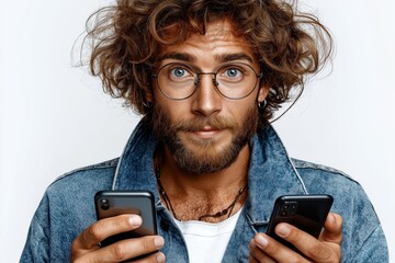 Enthusiastic web developer tests new app features on smartphone while focused on user experience