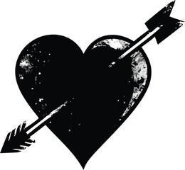 Vintage tattoo style heart pierced by arrow romantic emblem isolated on white background isolated on transparent background