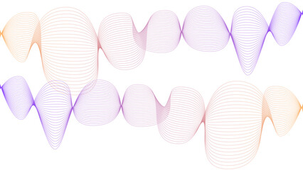 Vector curvy abstract line art wavy flowing dynamic colorful lines white background in concept music or sound, wave, wind, information flow	