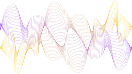 Vector curvy abstract line art wavy flowing dynamic colorful lines white background in concept music or sound, wave, wind, information flow	