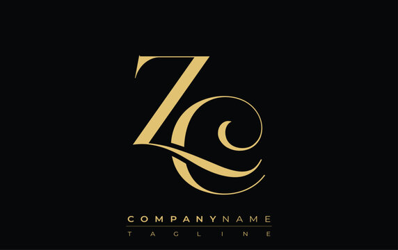 ZC Abstract Creative Jewelry Logo. A stylish logo featuring golden monogram initials in an elegant and modern typography, perfect for branding