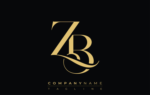 ZB Abstract Creative Jewelry Logo. A stylish logo featuring golden monogram initials in an elegant and modern typography, perfect for branding