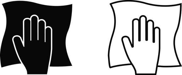 Hand icon representing cleaning or wiping action in black and white design style