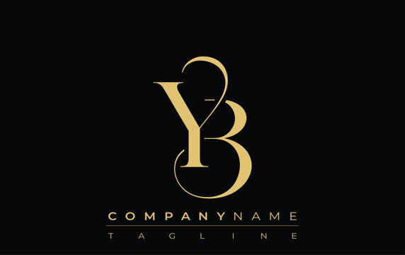 YB Abstract Creative Jewelry Logo. A stylish logo featuring golden monogram initials in an elegant and modern typography, perfect for branding
