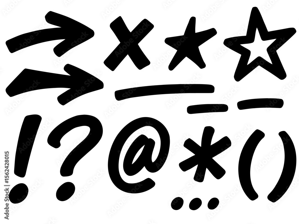 Fototapete vector set of hand-drawn doodle punctuation marks and elements. doodle style punctuation marks and s