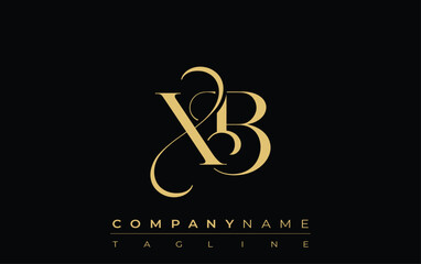 XB Abstract Creative Jewelry Logo. A stylish logo featuring golden monogram initials in an elegant and modern typography, perfect for branding