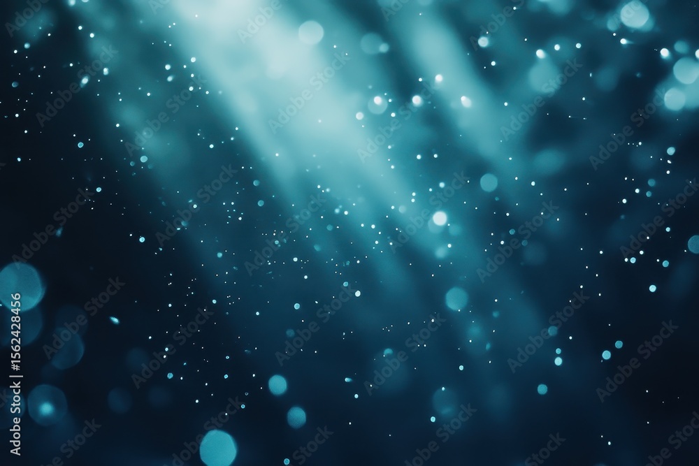 Fototapete Glowing blue light beams and soft bokeh create an ethereal atmosphere with shimmering particles, Glowing rays background Blur glow Blue lights beams motion effect for video transition