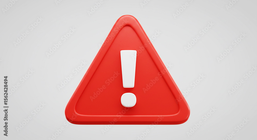 Aufkleber a red triangular warning sign with a white exclamation point on a light gray background rendering st