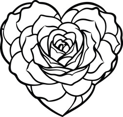 Beautiful heart shape formed from delicate blooming rose petals isolated on white background isolated on transparent background