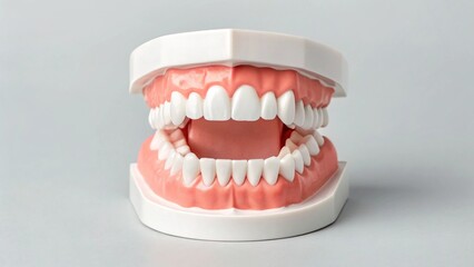 This high-resolution image of a dental study model, featuring both maxillary and mandibular arches, serves as an excellent visual resource for topics such as dental malocclusion