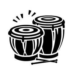 Minimalist Black SVG Silhouette of a Samba Drum for Brazilian Carnival and Music-Themed Design Projects