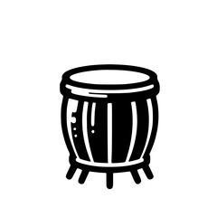 Minimalist Black SVG Silhouette of a Samba Drum for Brazilian Carnival and Music-Themed Design Projects
