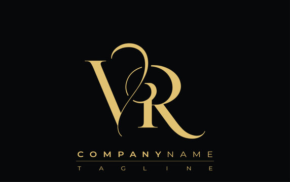 VR Abstract Creative Jewelry Logo. A stylish logo featuring golden monogram initials in an elegant and modern typography, perfect for branding