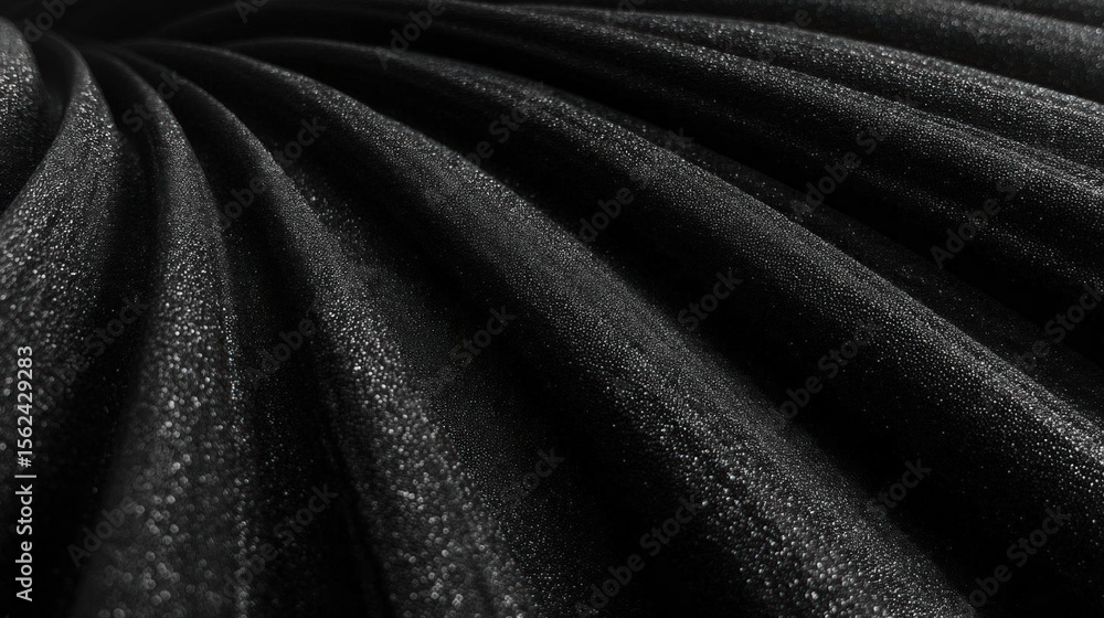 Poster close-up of a black fabric with a textured surface. the fabric appears to be made of a shiny, shiny 