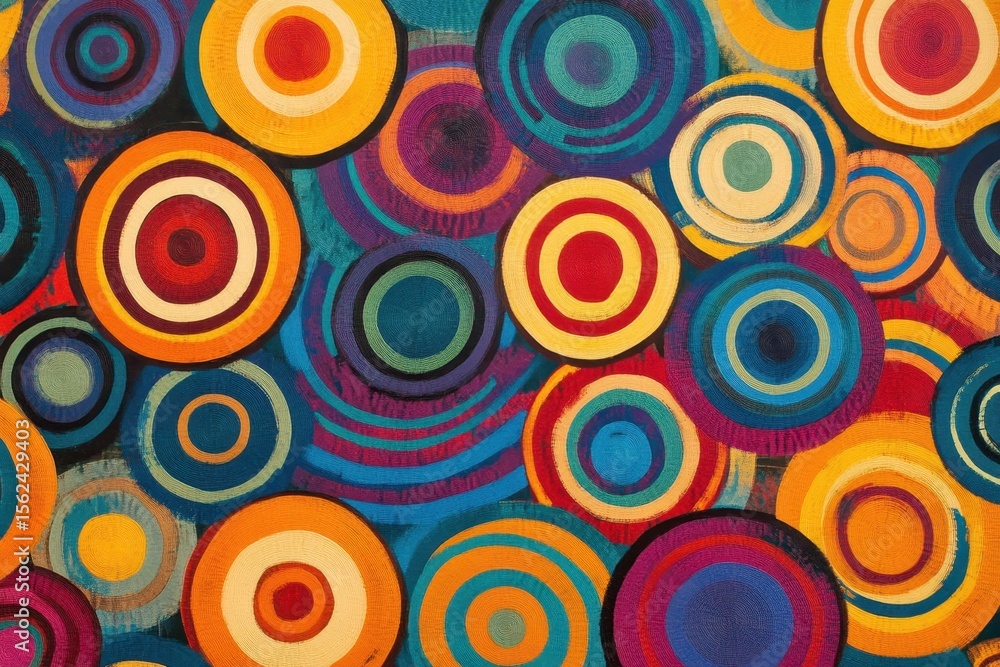 Poster vibrant concentric circles create a dynamic visual experience in seamless artwork, vibrant concentri