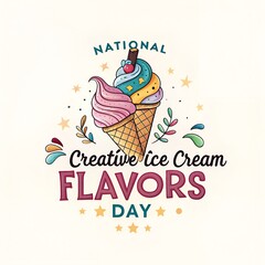 Ice Cream Flavor Day Emblem Vector Art