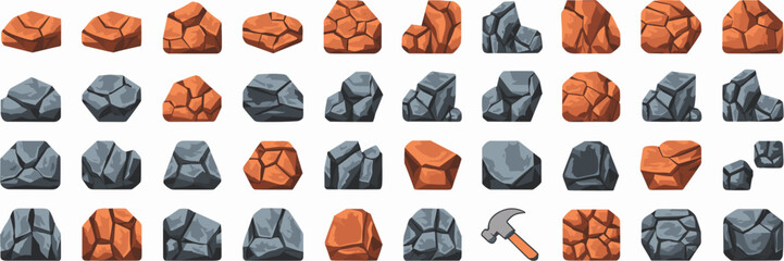 Icon sheet of rock formations and tools – Great for geology education, mining visuals, or nature-related infographics