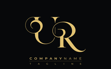UR Abstract Creative Jewelry Logo. A stylish logo featuring golden monogram initials in an elegant and modern typography, perfect for branding