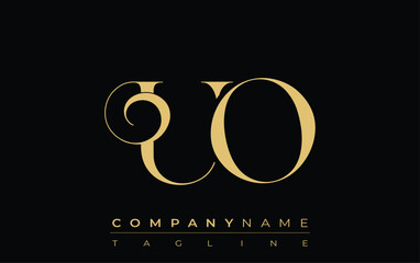 UO Abstract Creative Jewelry Logo. A stylish logo featuring golden monogram initials in an elegant and modern typography, perfect for branding