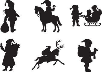 Christmas black silhouette icon vector set design white background