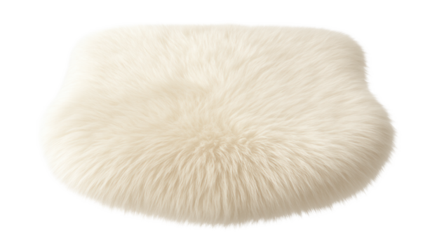 A soft faux fur bedside rug adding luxury to a guest room.