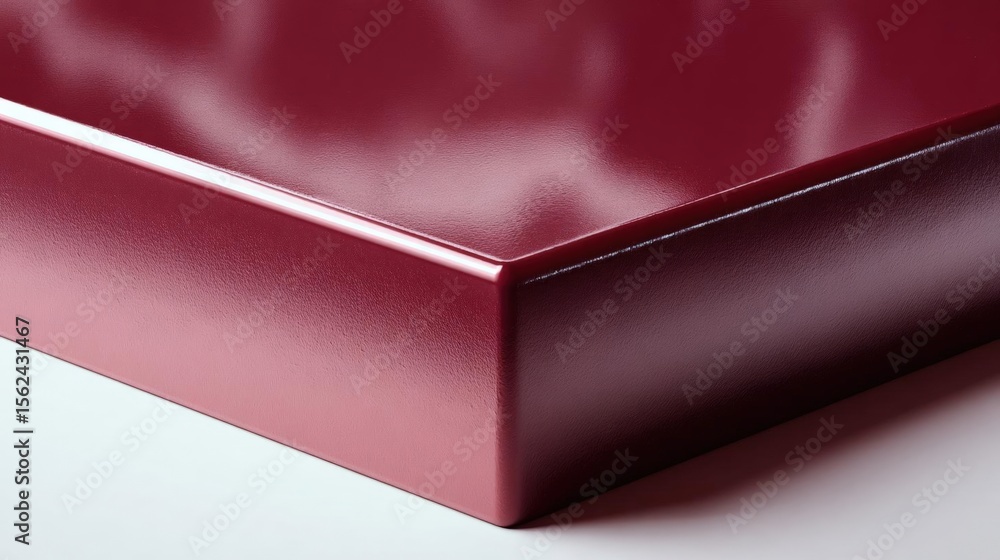 Poster close-up of a red rectangular box with a smooth surface. the box appears to be made of leather or a 