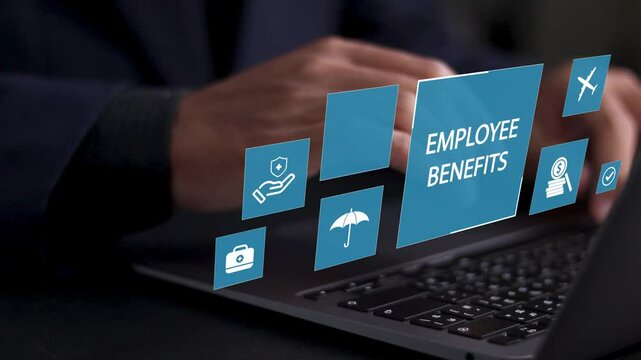 Employee benefits concept. Insurance, paid vacation, office perks, Fringe benefits for employee engagement.