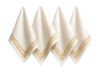 Napkins with subtle gold accents for a sophisticated evening dinner at home.